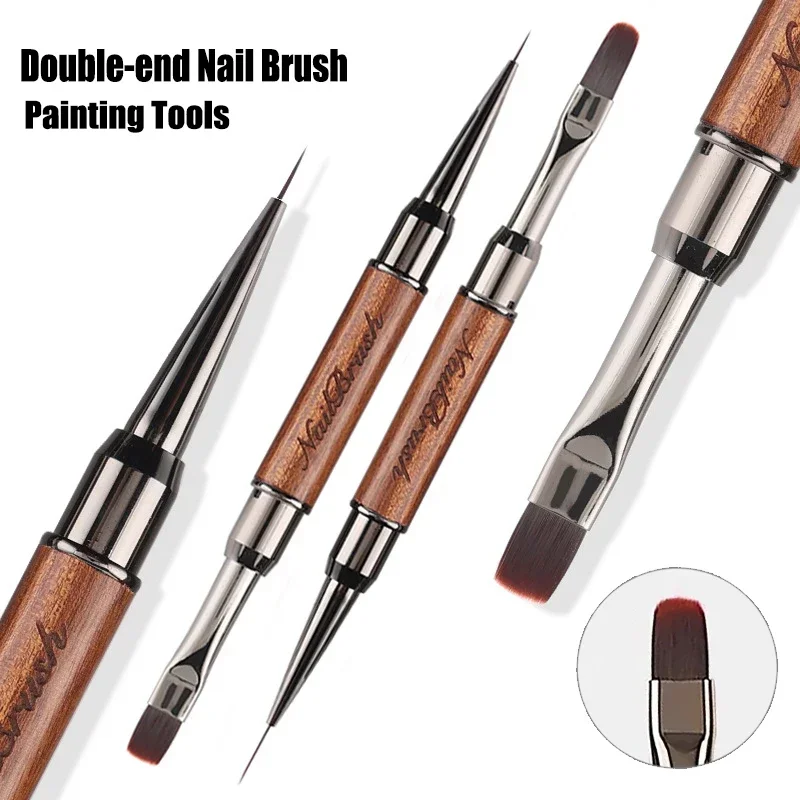 Dual End Nail Glue Phototherapy Pen UV Gel Brush Acrylic Nail Art Painting Pen Liner Brush Extension Gel Manicure Brushes Tool