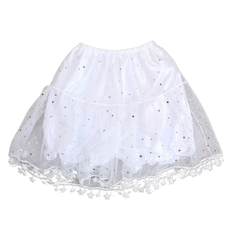 Petticoat with Bloomers Inside A-line Short Half Slips with Star Tassel Trim