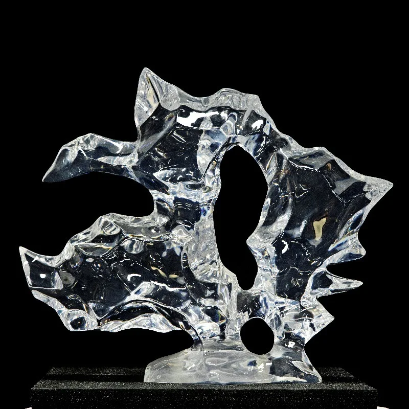 Hotel lobby transparent resin handicraft ornaments platinum crystal water wave sculpture villa decoration table decoration