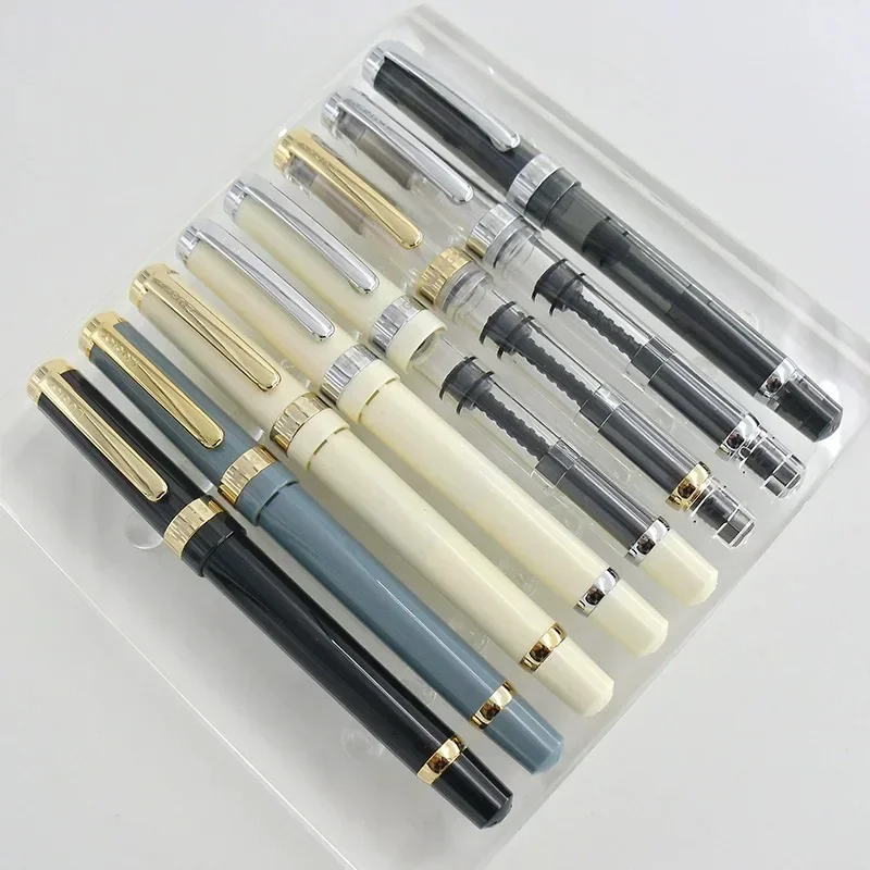 YONGSHENG 698 Bright tip Fountain Pen Transparent Black Vaccum Filling Fine Nib Ink Pen Office School Supplies Stationery Gift