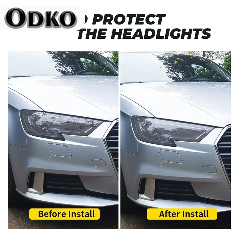 Para Audi A3 8V S3 RS3 2017 2018 2019 2020 tinte deportivo negro película protectora de faros de coche protección de luz de cabeza pegatina de TPU