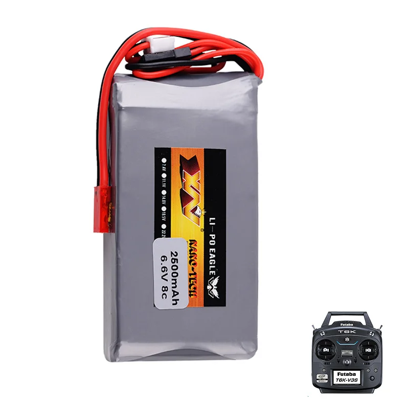 2S 6.6V 2500mah Lipo Battery 8C JST Connector for Futaba Radios 14SG 16SZ 18SZ 4PLS T6K RC Radio Remote Control Transmitter Part