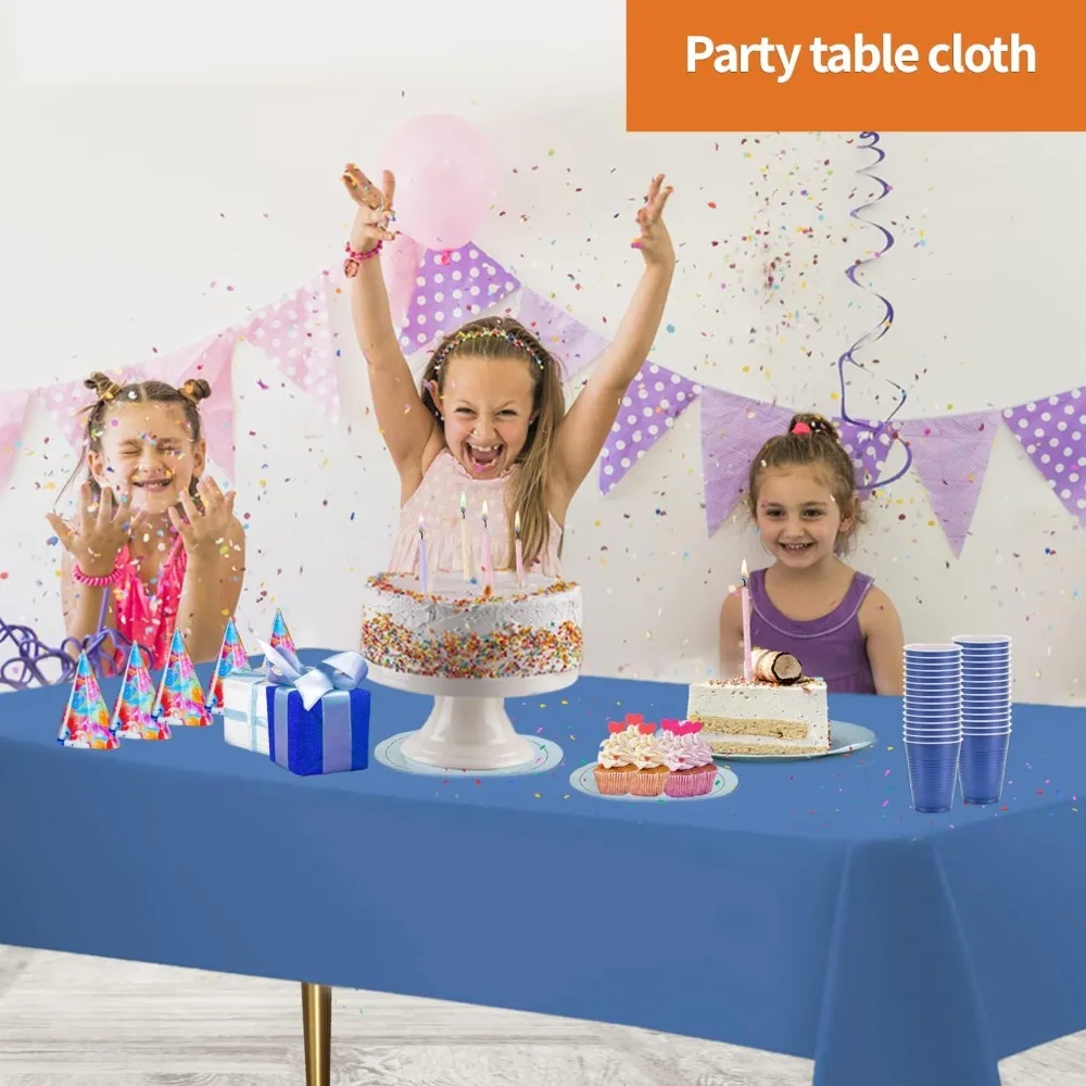 Blue Disposable Tablecloth for Rectangle Tables (48 Pack) Premium Decorative Table Cloths for Parties, Events & Weddings