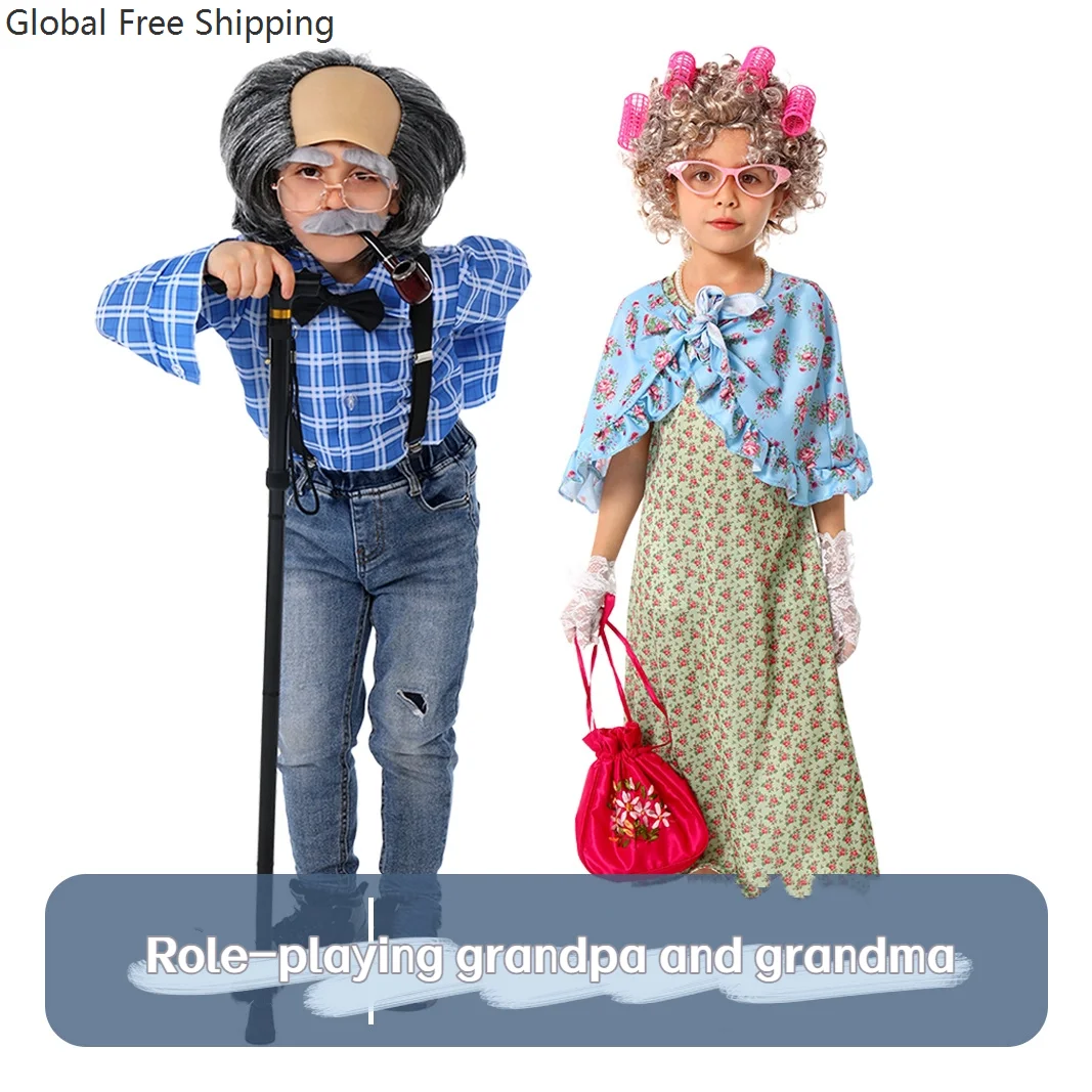 

Fun Role-playing 100-day School Day Children's Grandpa And Grandma Role-playing Clothing Party Stage Performance Clothing Suit