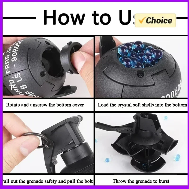 

ASM67 Ручная граната Взрывная граната Дымовая игрушка 1/3 шт., модель нейлоновой гранаты, для стрельбы из страйкбола и пейнтбола.