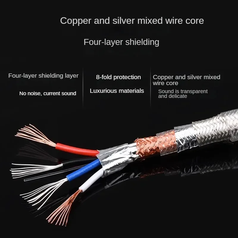 HIFI 3.5 to 6.5 Mono Audio Cable 4-Layer Shielding Anti-Interference Computer Power Amplifier Audio 6.5mm cable