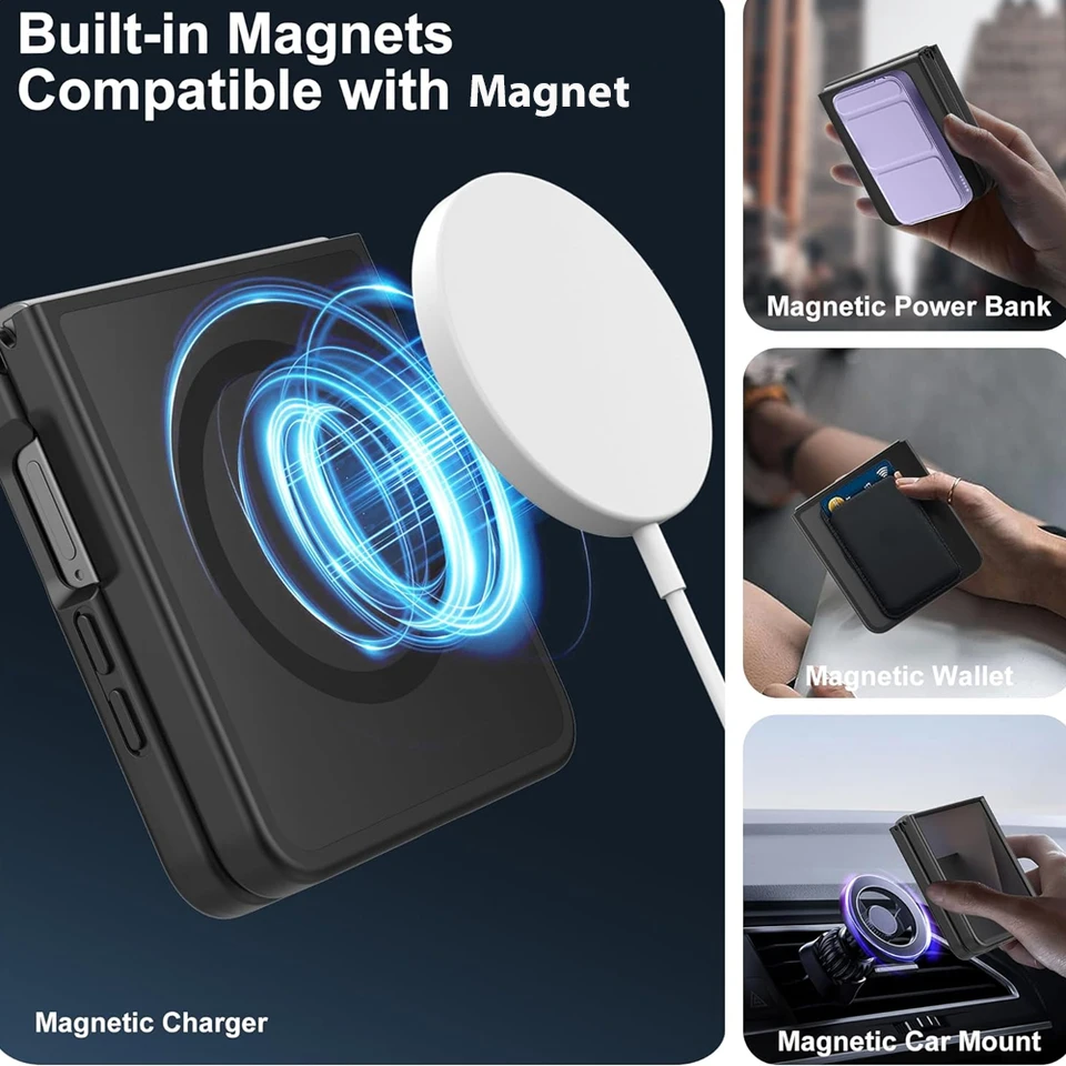 UYUXIO Funda Magnética Translúcida para Samsung Galaxy Z Flip 7 Carga Inalámbrica Resistente Delgada con Imán 3