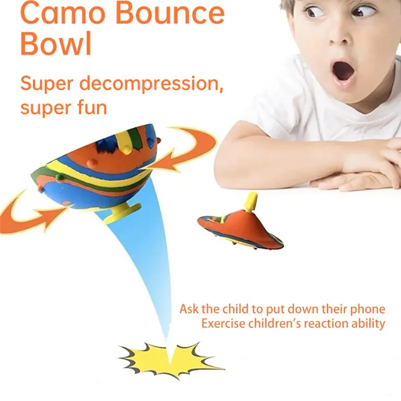 1Pc Camo Bounce Bowl Creative Outdoor Sports Hip Hop Jumps Relief Toy For Kids