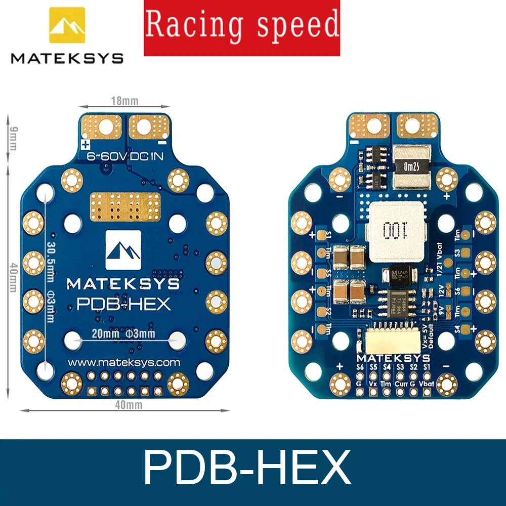 

MATEK PDB-HEX 2-12S 5A 5V/9V/12V BEC Power Distribution Board PDB Outputs High Precision Current Sense for FPV Racing Drone