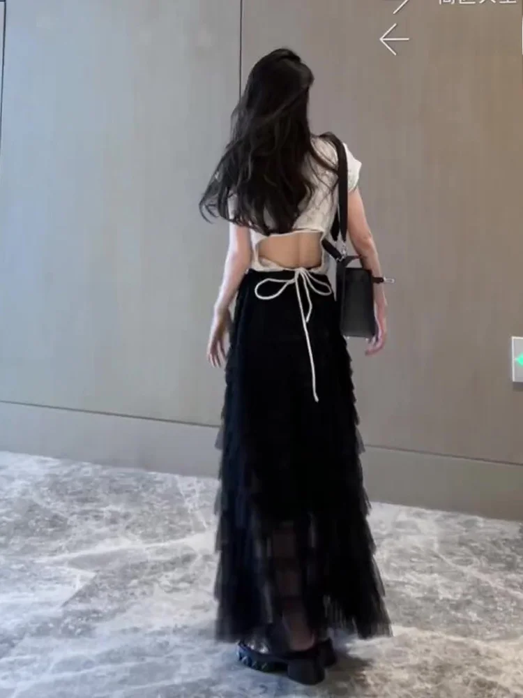 

Многослойная юбка-кейк с высокой талией, А-силуэт, для женщин, весна-лето, новая корейская версия, утягивающая, эластичная