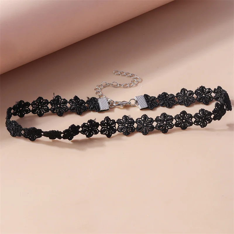 Aihua Gothic Kurze Spitzen-Choker-Halskette für Frauen und Mädchen, Schwarz, Modische Romantische Halskette, Geschenk für Partys, Großhandel Halskette – Detail 17