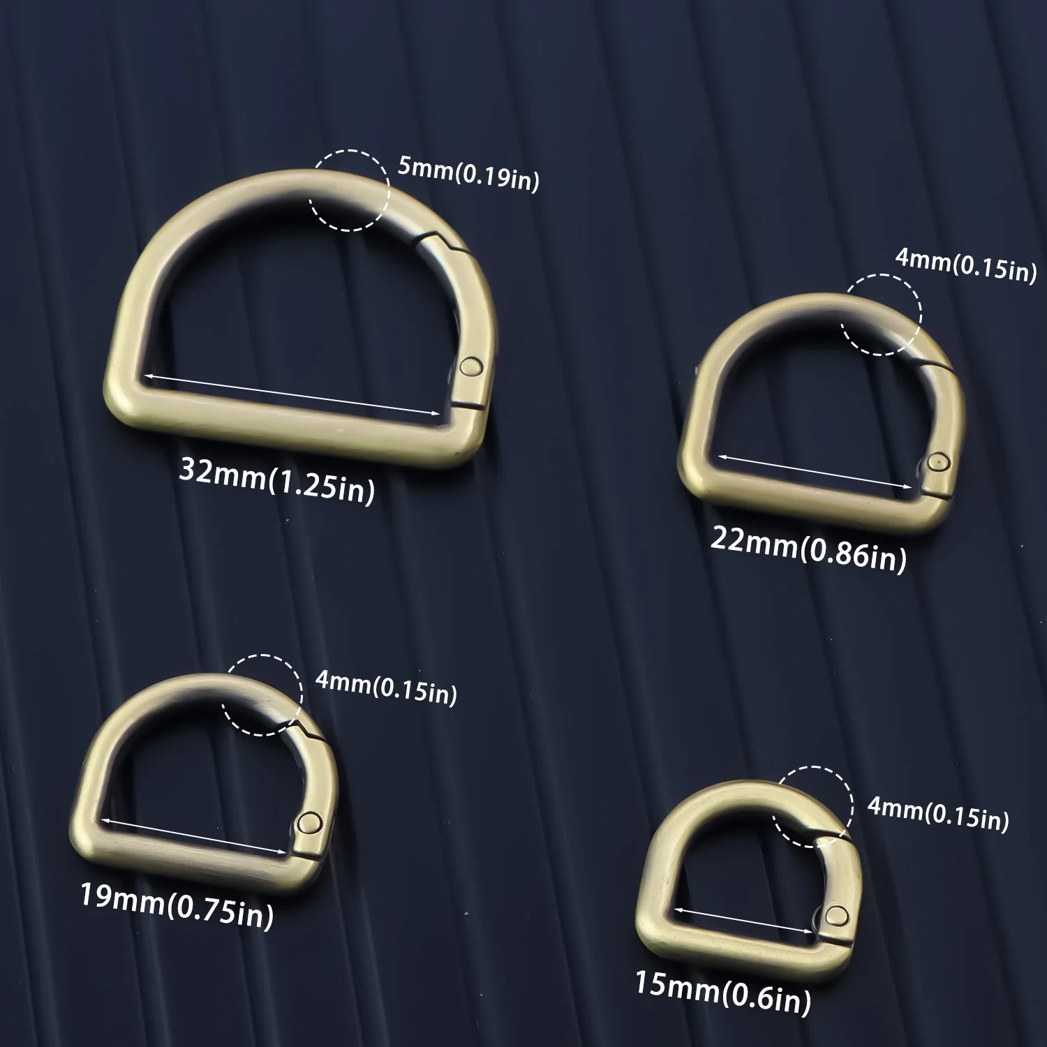 5Pcs D Spring Snap Hook, Metal Keychain Spring, Backpack Clips, Key Chain Hooks for Webbing Buckle, Keyrings, Purse Chain