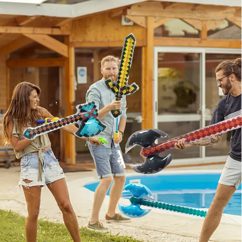 Pixel Style Toys Gemstone Sword Gold Sword Children's Toys Home Games Inflatable Supplies Swords Christmas Gifts