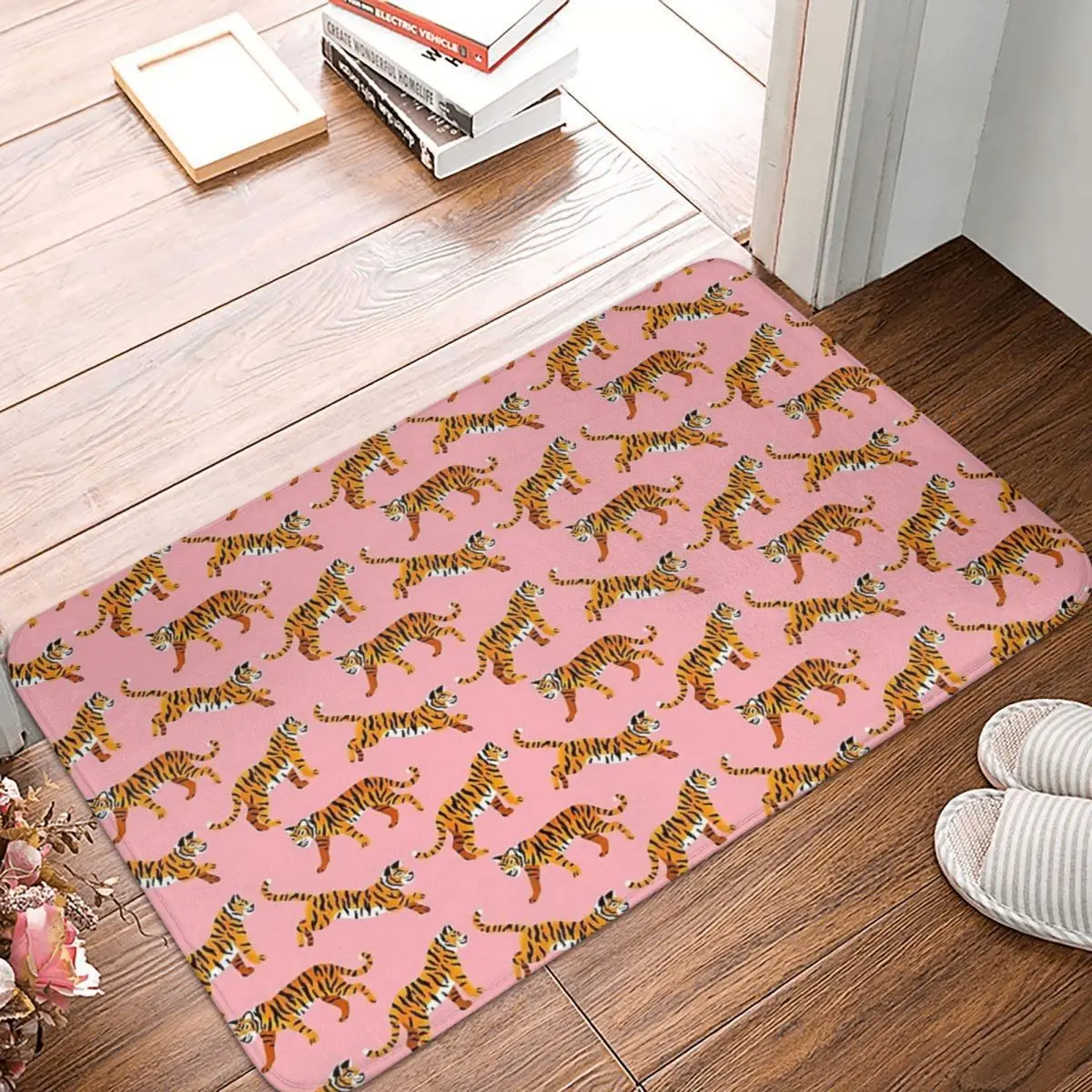 Bengal Tigers - Peachy Pink Non-slip Doormat Floor Mat Absorbent Mat Carpet Rug for Kitchen Entrance Home Balcony Footpad Mats