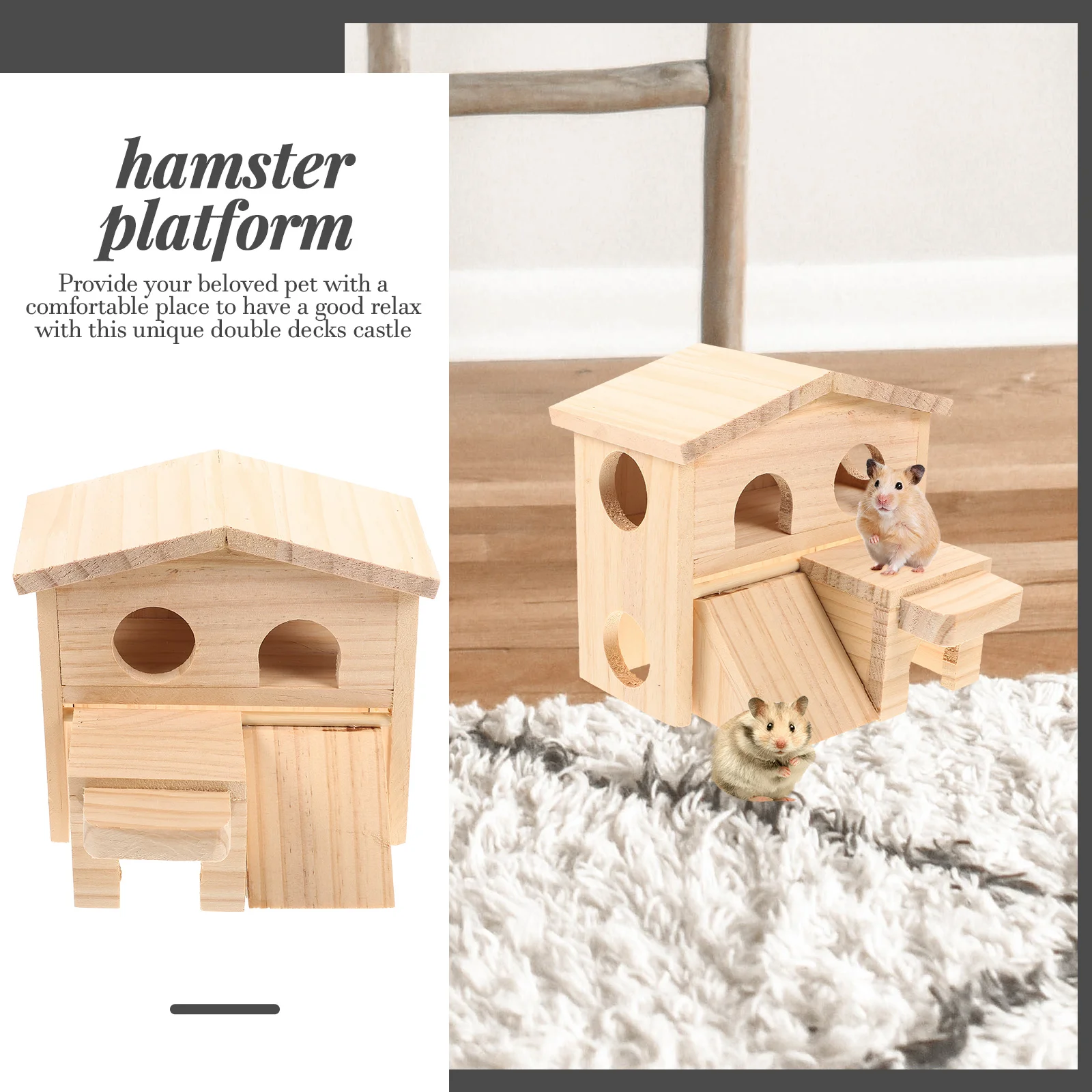 My Neighbor Hideout Toys Chinchilla Cage Accessories Rat Hut Double Layer Multi-layer Room Wooden Mini Nest