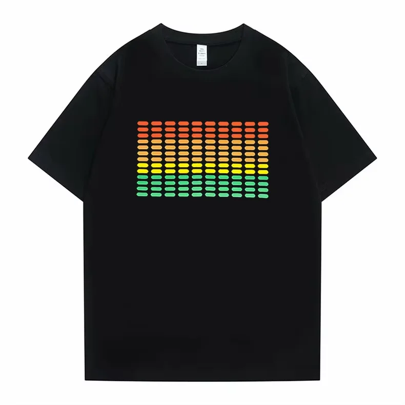 Popular Sound Active Equalizer El T-shirt Equalizer Light Up Down Led Tshirt Flashing Music Activated Led T Shirts Men Women Tee