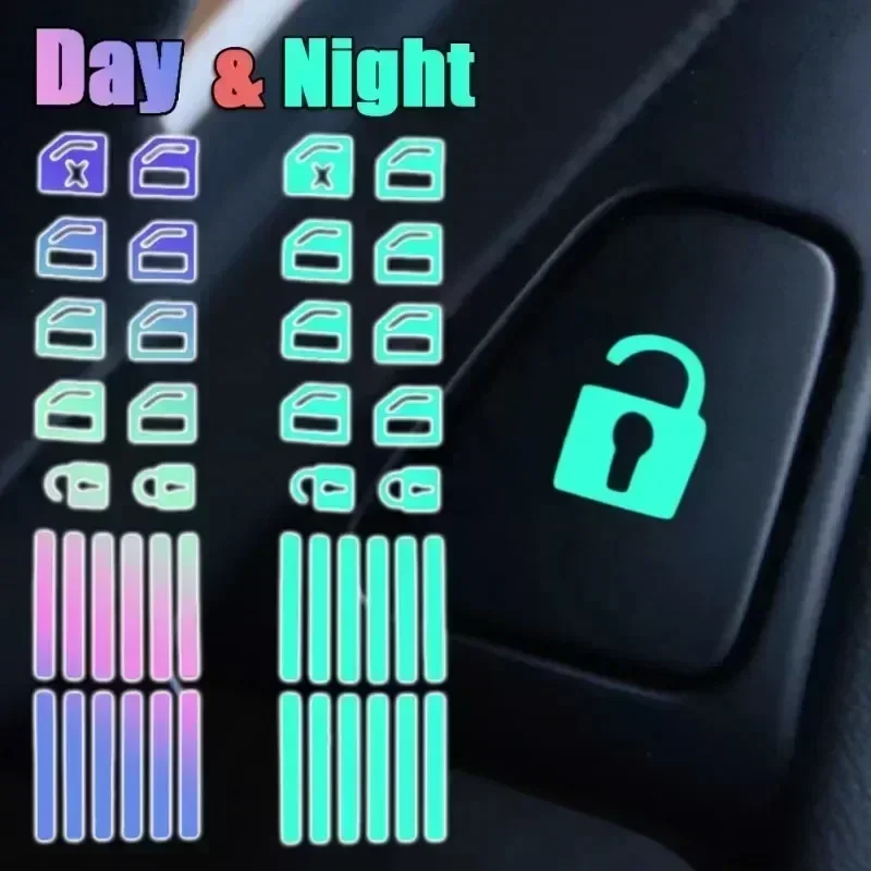 1 Set Glow-in-the-Dark Car Button Stickers - Fluorescent Green/Blue/Orange Decals for Interior Controls (Universal Fit) view 3