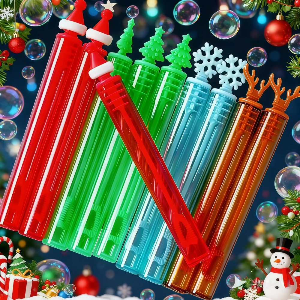 10-50Pcs 11cm Christmas Theme Bubble Tube {no Liquid} for Christmas New Year Birthday Kindergarten School Party Gift Decoration