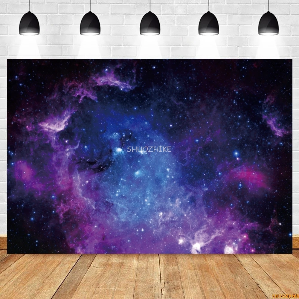 Outer Space Backdrop Universe Space Cosmic Galaxy Earth Starry Sky Baby Birthday Party Kid Portrait Photography Background Decor