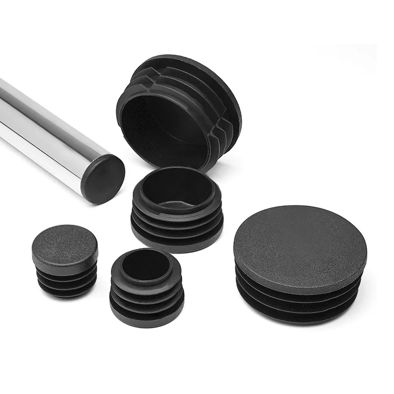 أقدام كرسي أسود PE طاولات أثاث بلاستيكية مستديرة كراسي منصات القدم أنبوب وصلة أنابيب 16-100 مللي متر