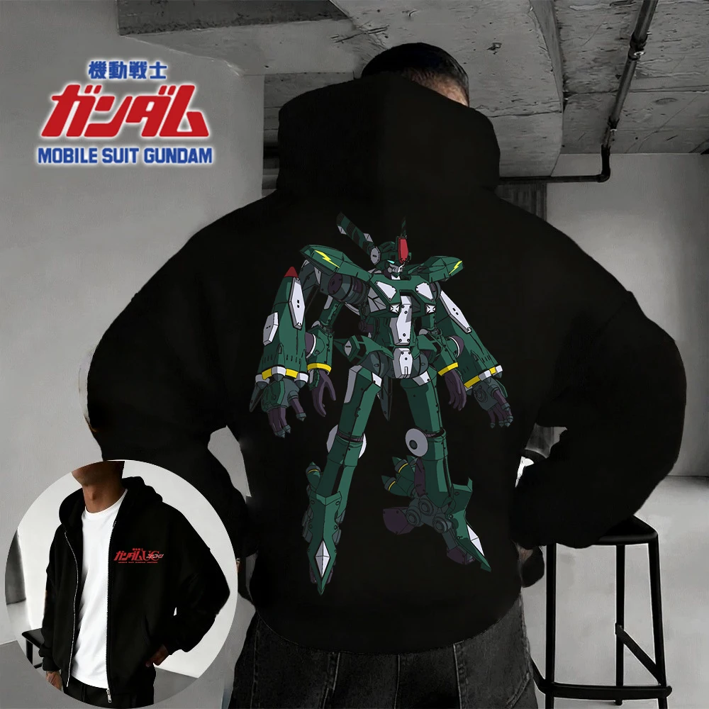 

The 2025 Autumn/winter New Gundam Series Anime Clothing Pattern Printed Pure Cotton 100% Super Large Casual Zipper Hoodie