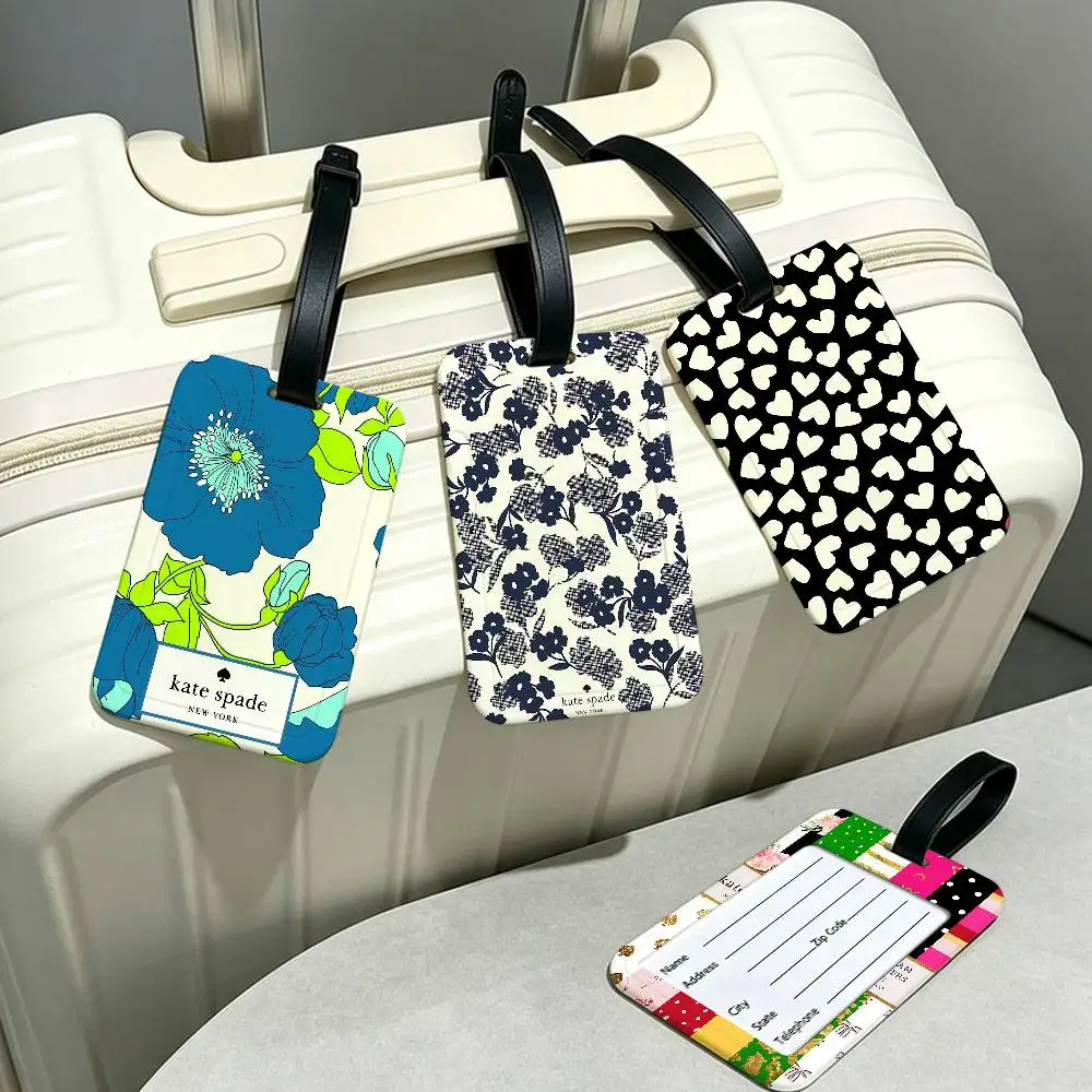 K-Kate Classic S-Spade Flower Lightweight Anti lost PVC Luggage Tag Removable Info Card Sleeve Backpack Travel Accessory