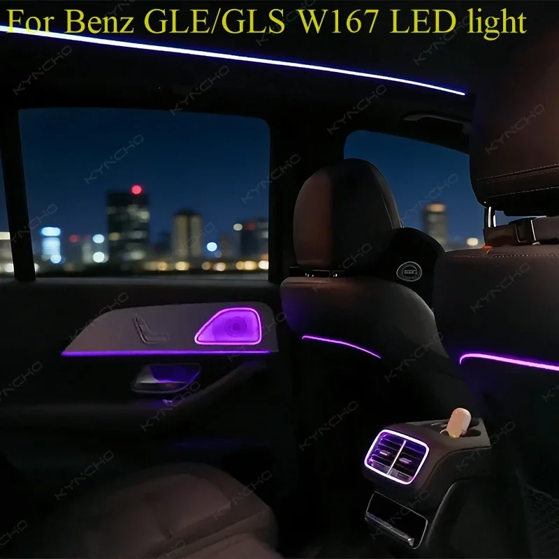 For BENZ GLE W167 LED Car Ambient Light Kit 64 Colors RGB Bluetooth App Control Symphony Auto Interior Lighting
