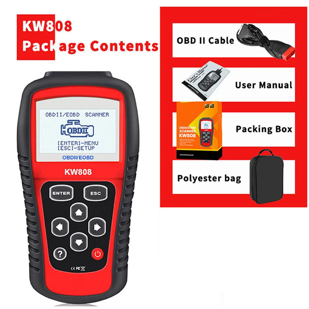 KW808 MS509 OBD2 Fault Code Reader Scanner for Automotive Diagnostics VIN CIN CVN Reading Real Time Data Logging