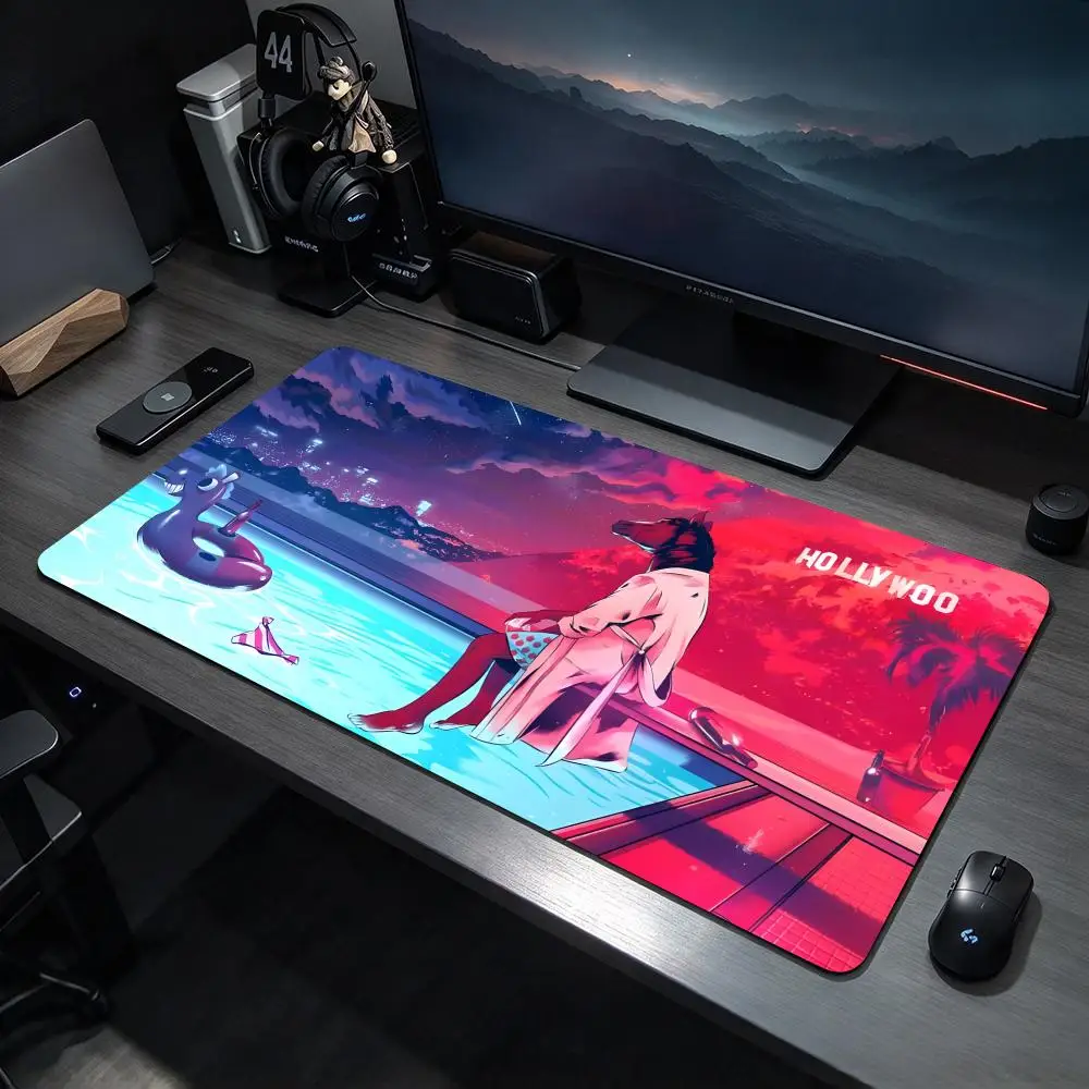 Satirical Animation B-BoJack Horseman Mouse Pad Large Gaming Mousepad Desk Mat Non Slip Bottom Featuring Stitched Edges