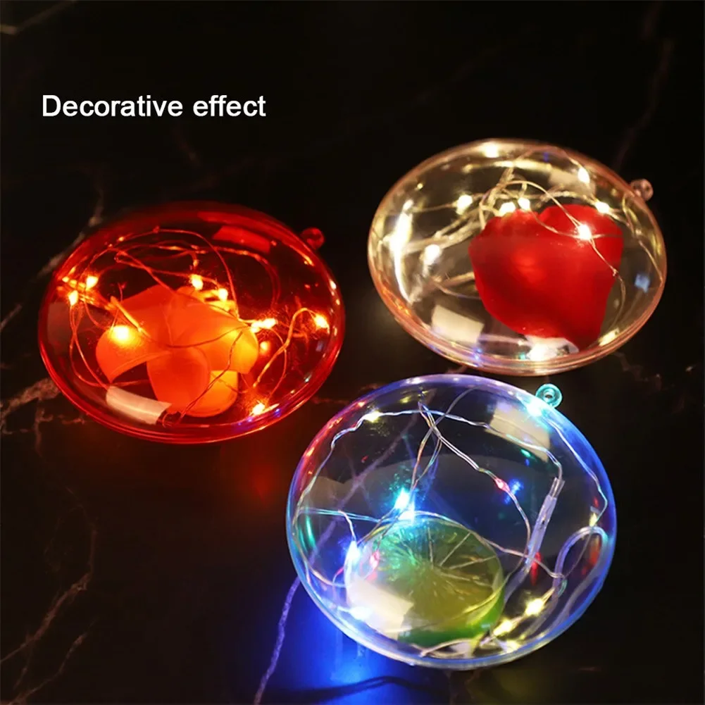 10pcs 7-11cm Plastic Clear Flat Ball Fillable Transparent Christmas Baubles Home Decor For Wedding Candy Present Box Xmas Patry