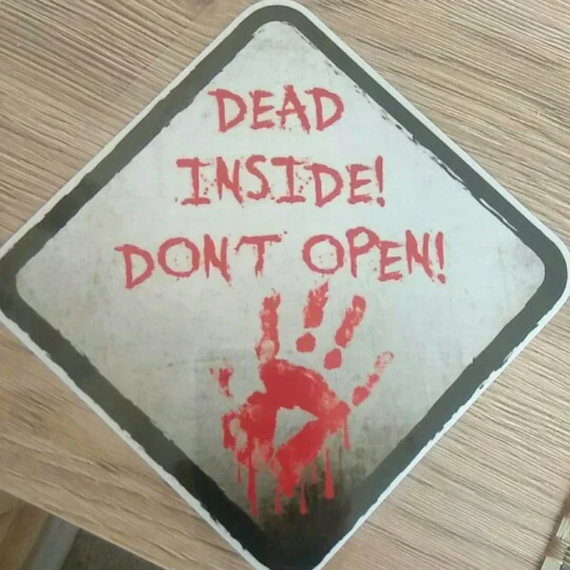 DEAD INSIDE DONT OPEN Outdoor Sticker Walking ZOMBIE Reflective 14*14cm DIY Hand Print Decal Truck Vehicle Car