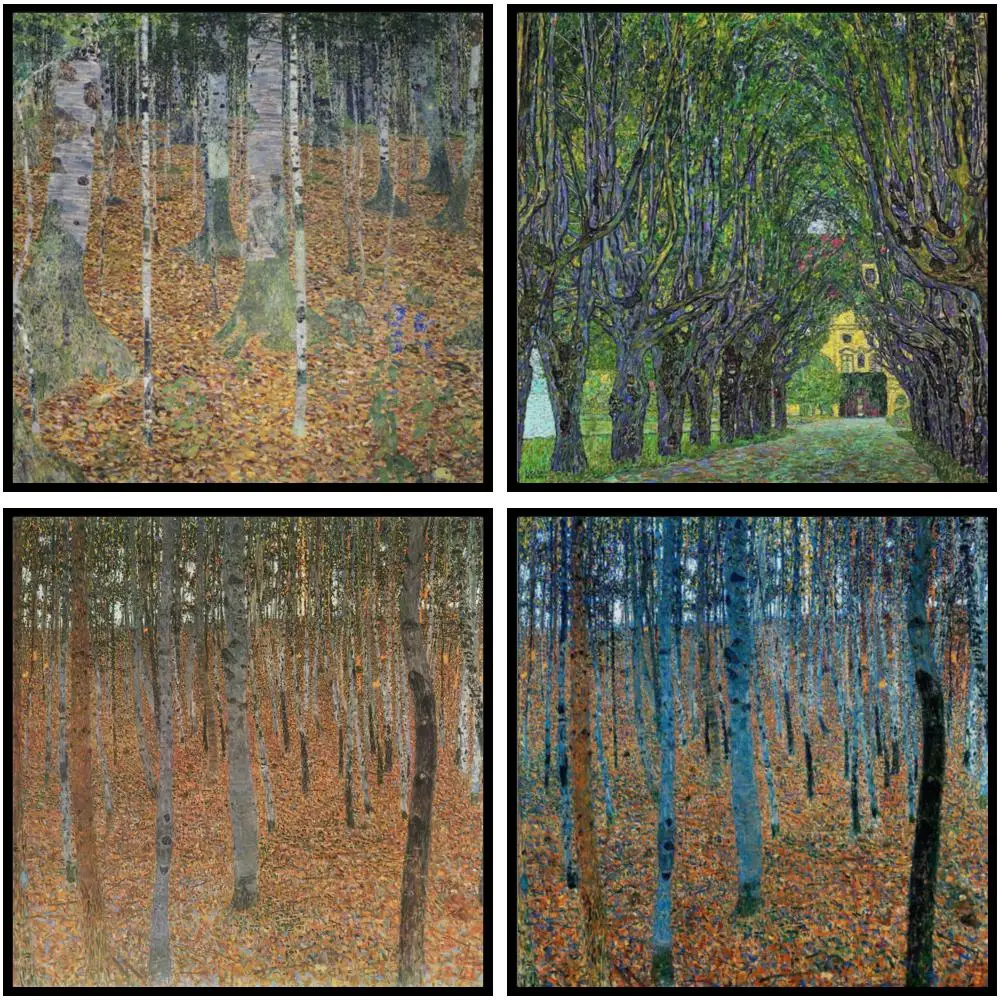 Gustav Klimt Beech Grove Canvas Wall Art HD Print Tree Landscape Painting Large Forest Poster for Living Room Office Decor