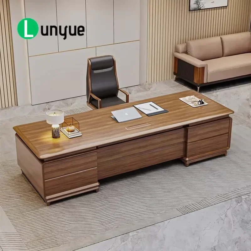 Modern Commercial Desk with Fingerprint Lock Durable Eco-Friendly Wood Office Furniture Suitable
