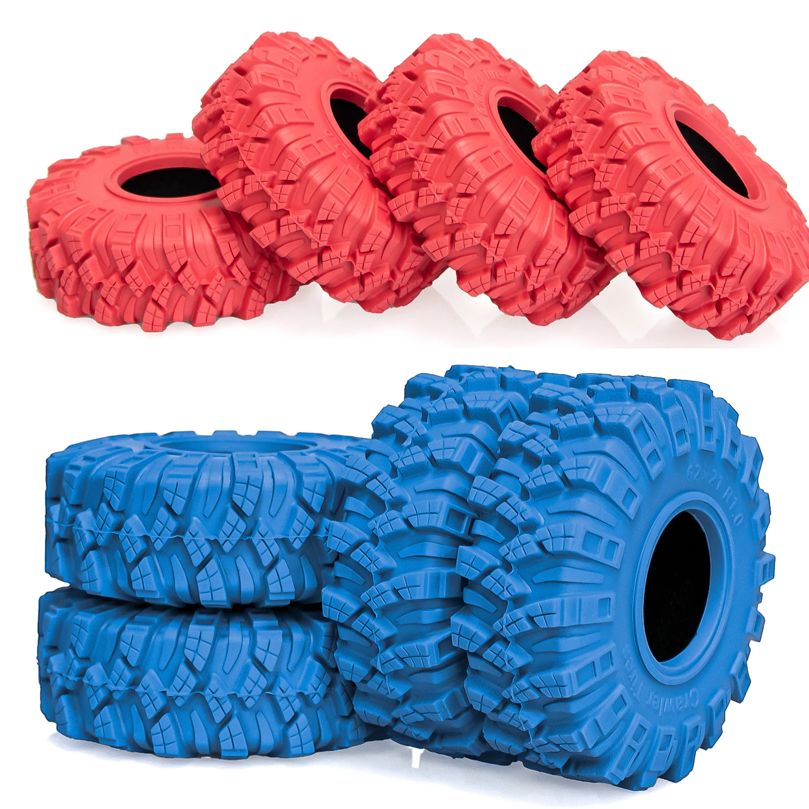 4PCS 1.0 Tires Soft High Grip Colored  All Terrain Tire  with Foam Insert for RC 1/18 1/24 TRX4M SCX24 FCX24 Upgrade Parts