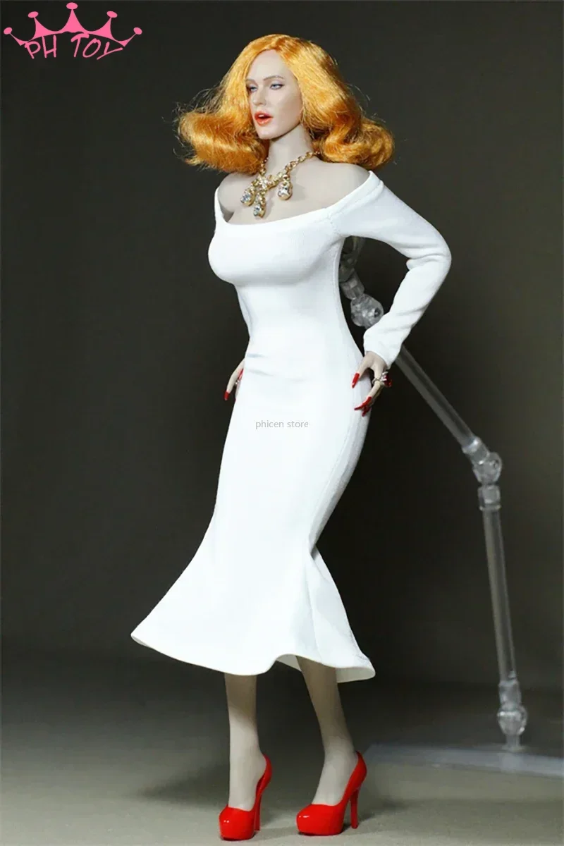 1/6 Scale White Flared Skirt Female Solider Hip Wrap Skirt Clothes Model for 12in Phicen JIAOUL Doll Action Figure Toys