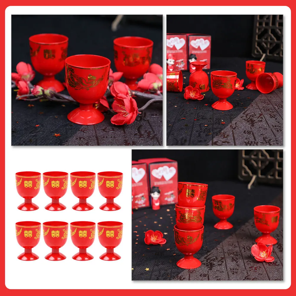 

8Pcs Small Wine Goblet Retro Drinking Cup Elegant Festive Design Safe for Hot Cold Beverages Daily Use Bar Decoration
