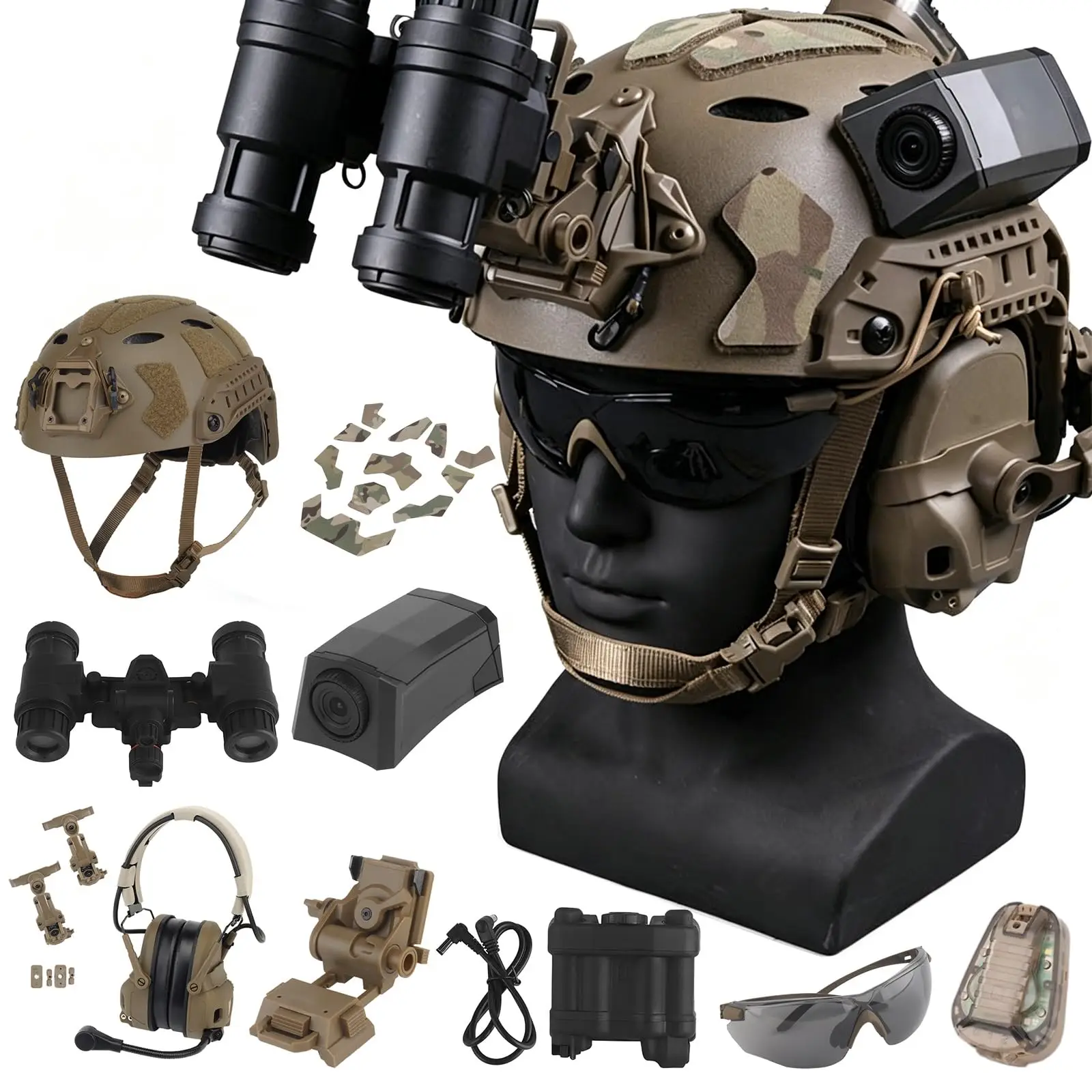 

Быстрый комплект шлема для страйкбола с прибором ночного видения PVS-31 (NVG) и тактической гарнитурой, сигнальной подсветкой для охоты, пейнтбола и варгейма