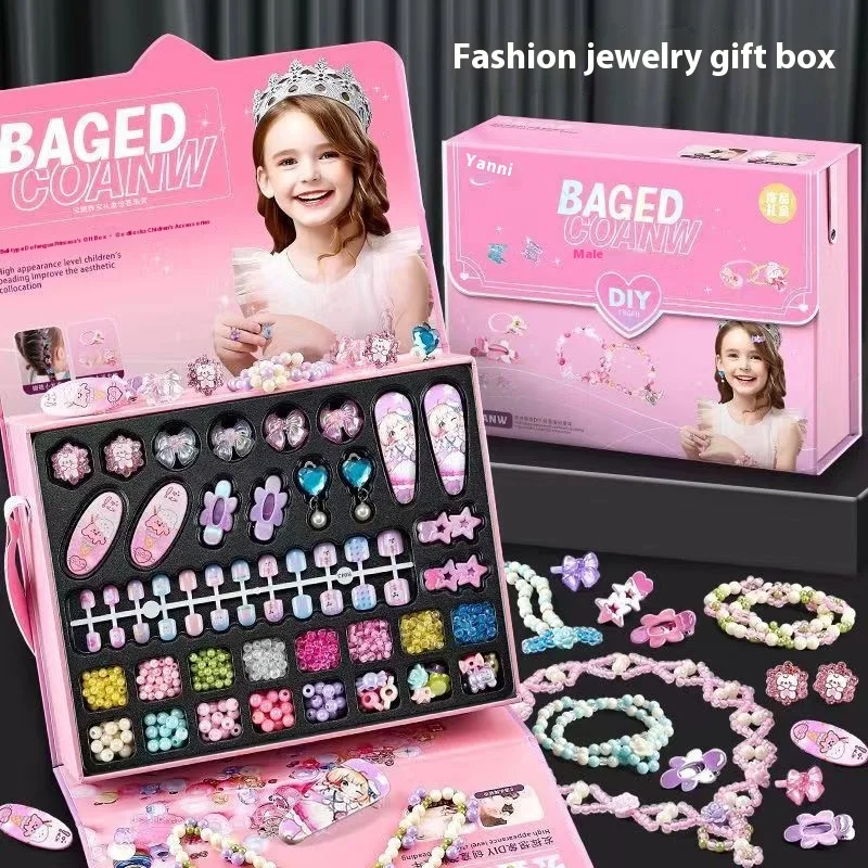 女の子のための手作りのビーズブレスレット,日曜大工のジュエリー素材,子供の屋内インタラクティブパズル,クリスマスと誕生日のギフト