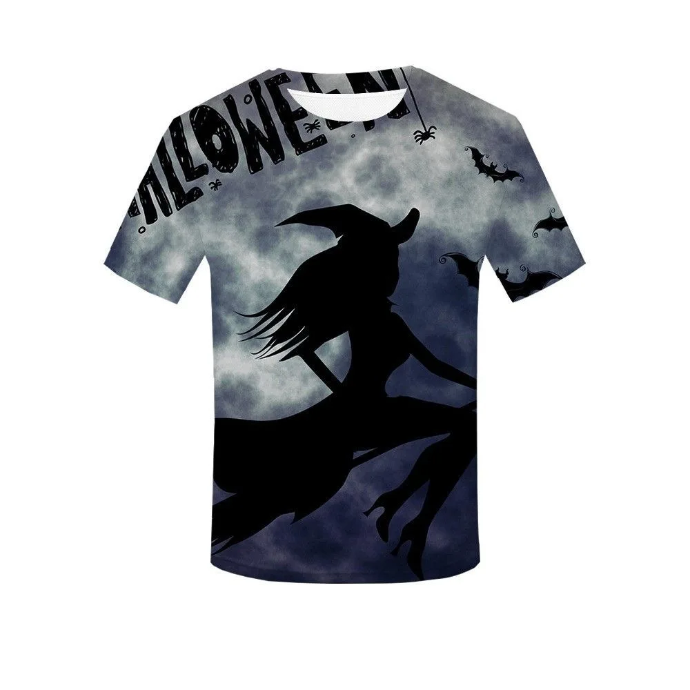 

2024 New Cross-border Explosive 3D Halloween Zombie Bride Print Casual T-shirt Round Neck Loose Men's and Women's Short Sleeves