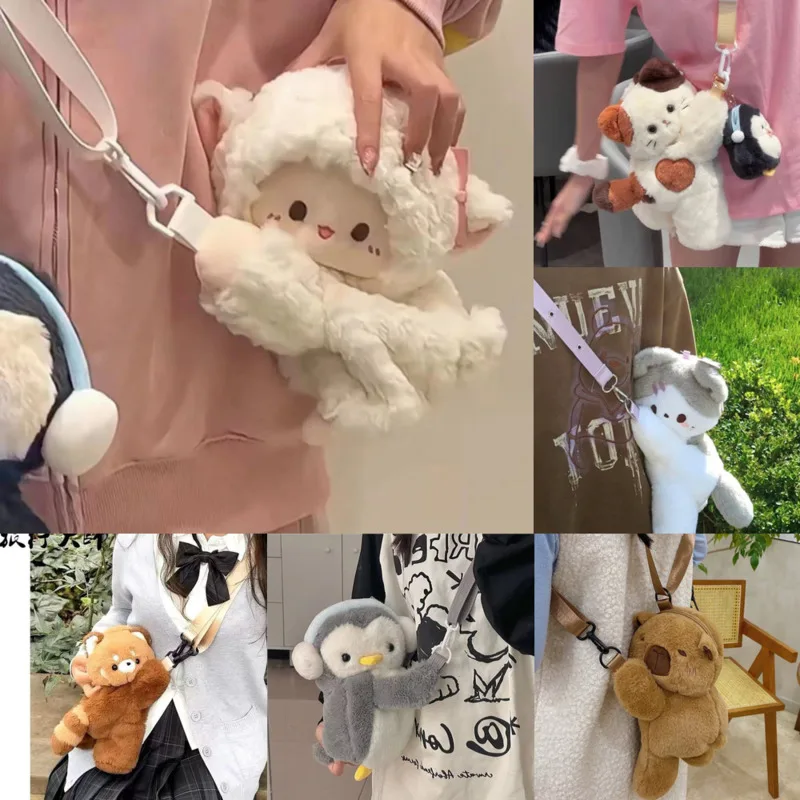 

Kawaii Bear Y2K Cat Plush Bag Fox Cute Fluffy Crossbody Shoulder Bag Animal Stuffed Backpack Girl Fashion Casual Gifts Purse New