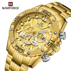 NAVIFORCE Fashion Watches For Men Luxury Original Classic Quartz Clock Analog Chronograph Sport Waterproof Steel Band WristWatch