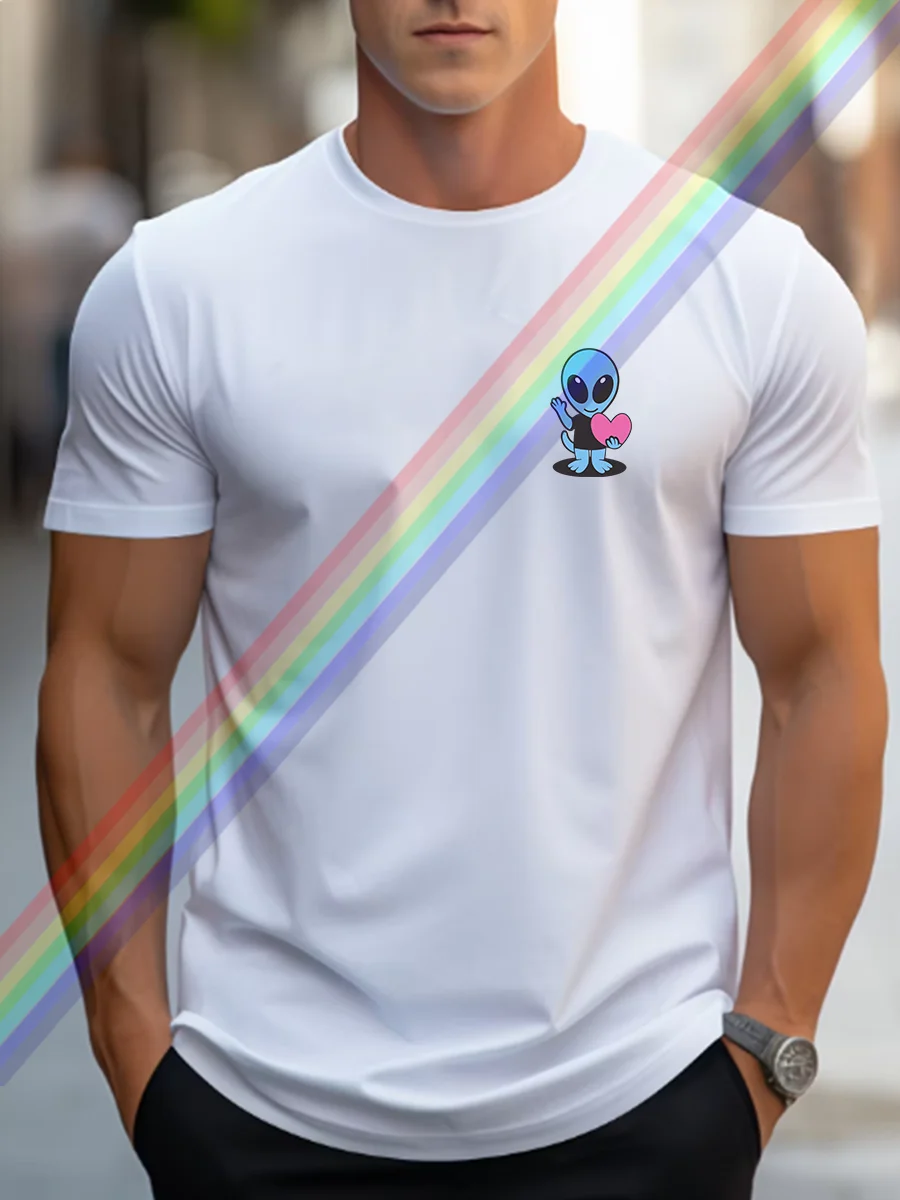 

2024 summer men's new alien pattern letter printed T-shirt round neck pure cotton trend leisure luxury high-end high-quality T-s