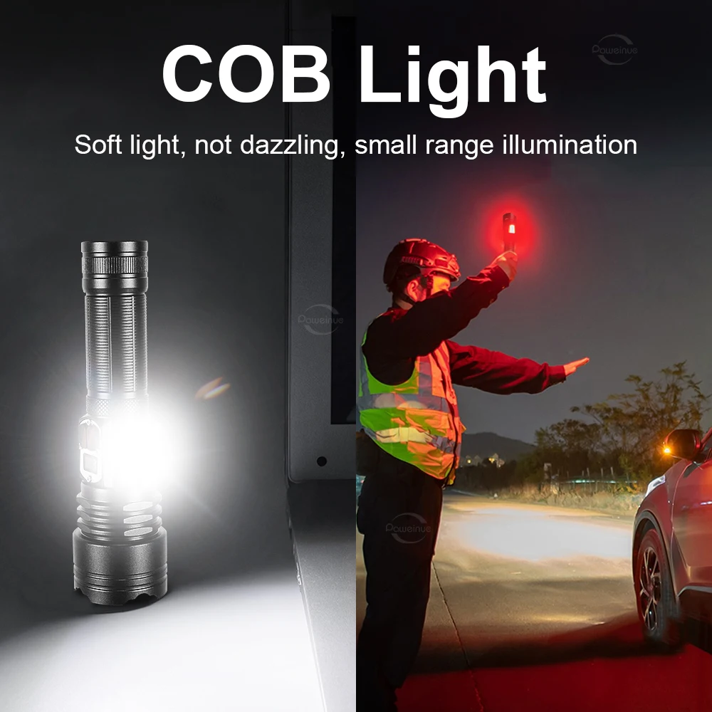 New Most Powerful XHP360 COB Flashlight USB Rechargeable Torch High Power Zoom LED Flashlights 3500M Long Range Tactical Lantern