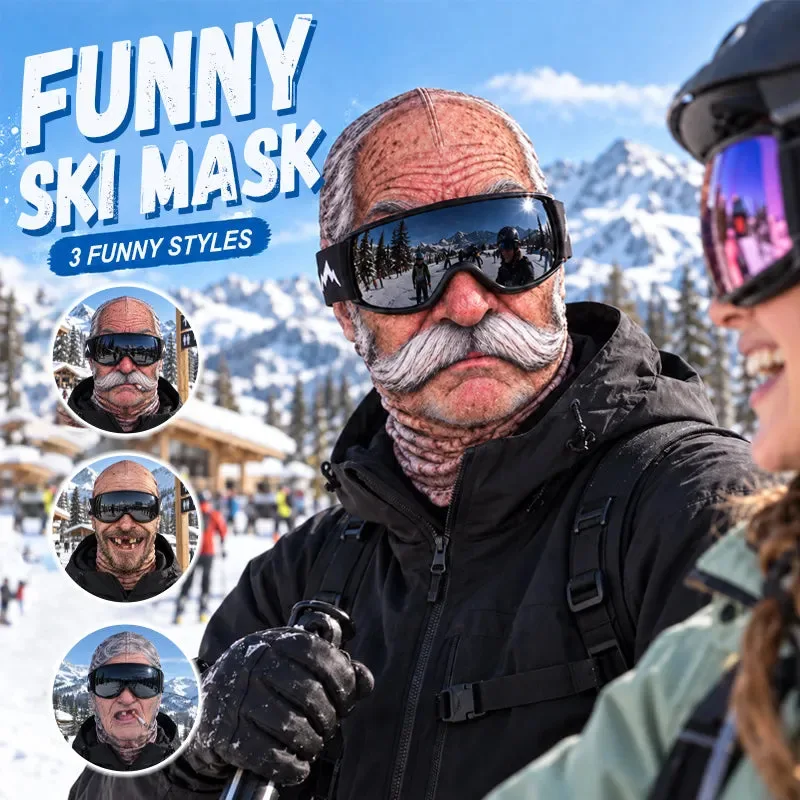 Funny Realistic Old Man Ski Balaclava,3D Printed Full Face Mask,Thin Fabric Cycling Snowboard Cover,Prank Cosplay Prop