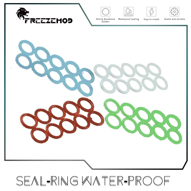 Freezemod Watercooling G1/4 Thread Seali Ring for OD14mm Hard Pipe Fitting, Black Spare Silicone Ring 10pcs/Pack, MFQ-G1520