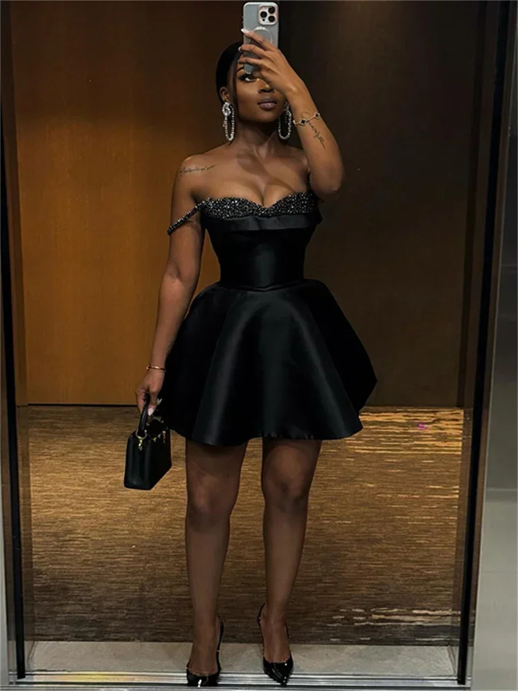 الترتر المرقعة فستان المرأة لامعة الكتف الأشرطة مثير عارية الذراعين الكشكشة هيم منتصف الليل مأدبة ملابس أنيقة