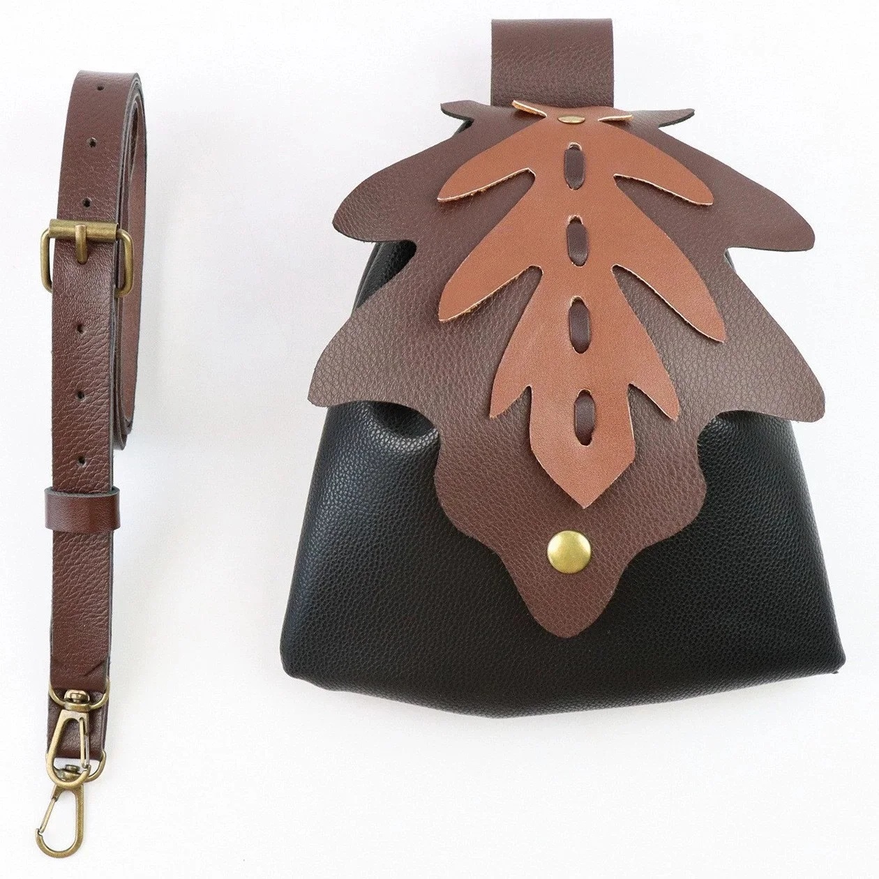 Viking Belt with Leaf  Wallet Medieval Cosplay Props