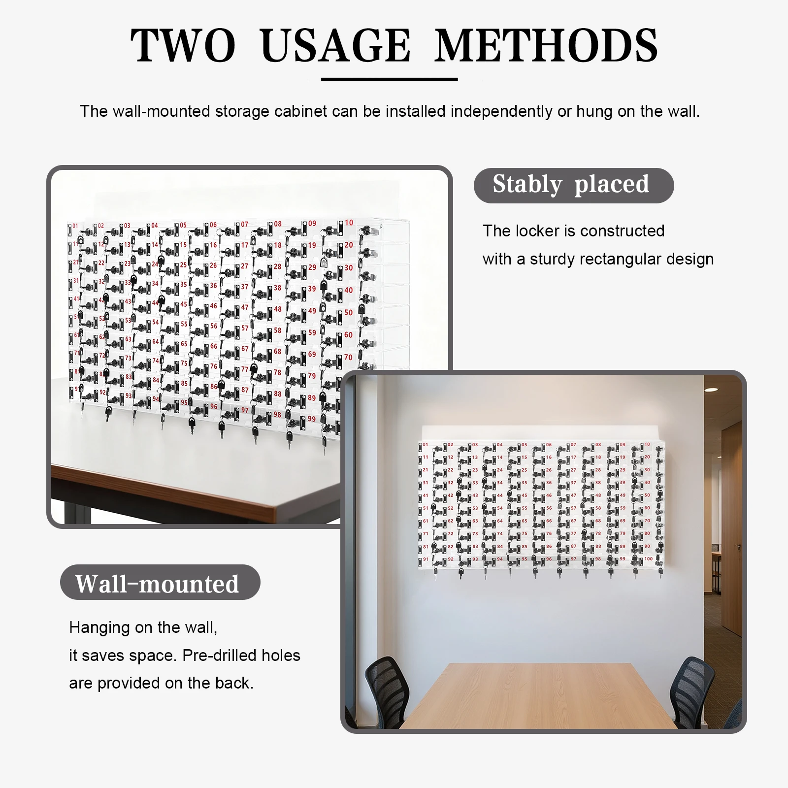 

Шкаф для хранения телефонов на 100 ячеек, прозрачный акриловый шкаф для телефонов с дверцами на замках и ключами для офиса и фабрики