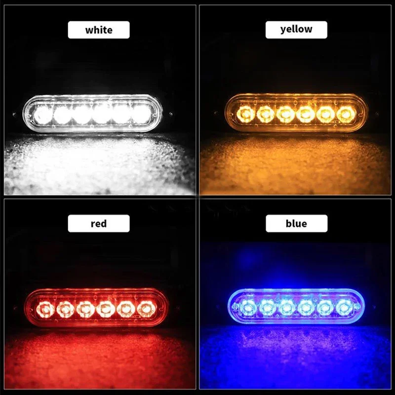 6 LED Truck Car Warning Lights Breakdown Emergency Light Police Lights 12V 12smd LED Constant Warning Light Rear Side Lamp