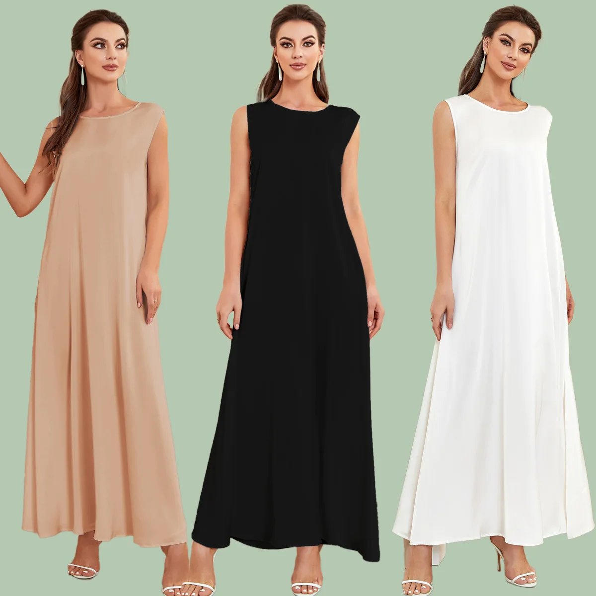 

Женское платье-абайя из полиэстера, с имитацией уксусной кислоты